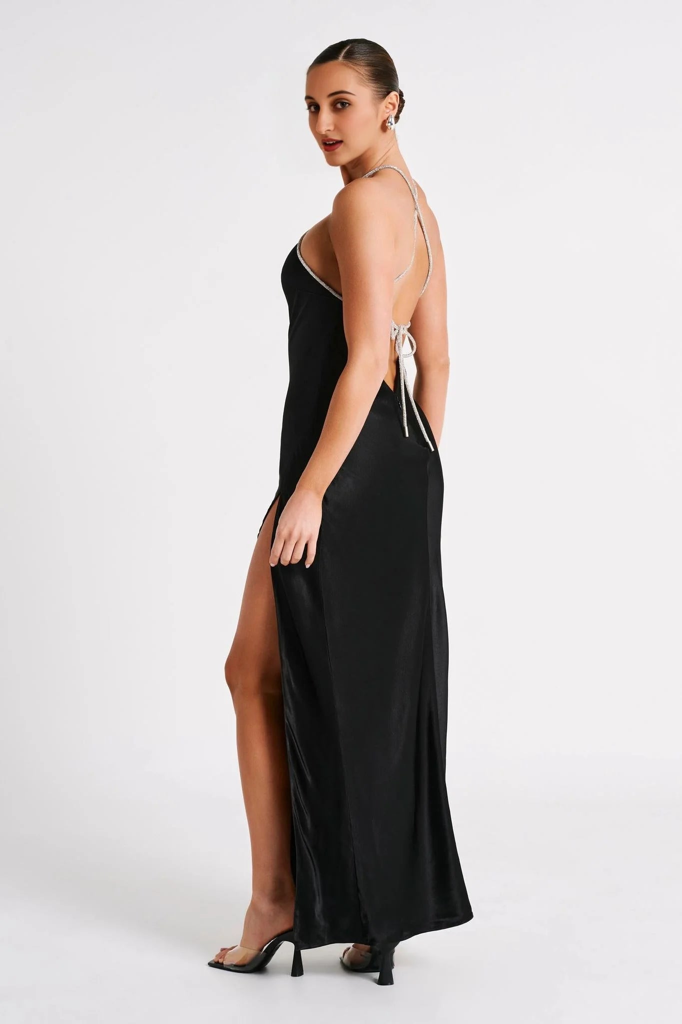 Louise Diamante Rope Maxi Dress - Black