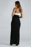 Ruthie Formal Sequin Bow Crepe Long Dress