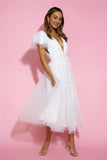 Bells Are Ringing Tulle Midi Dress White