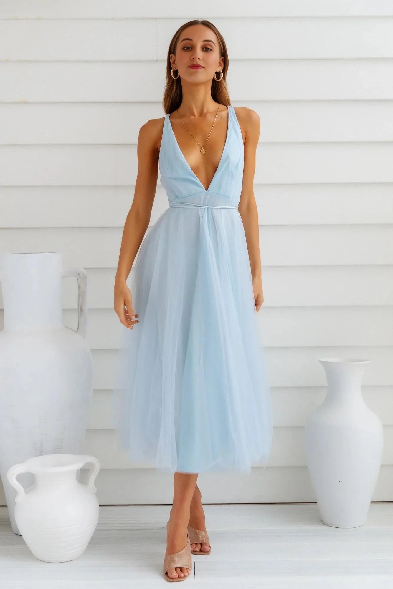 Summer Cinderella Midi Dress Blue