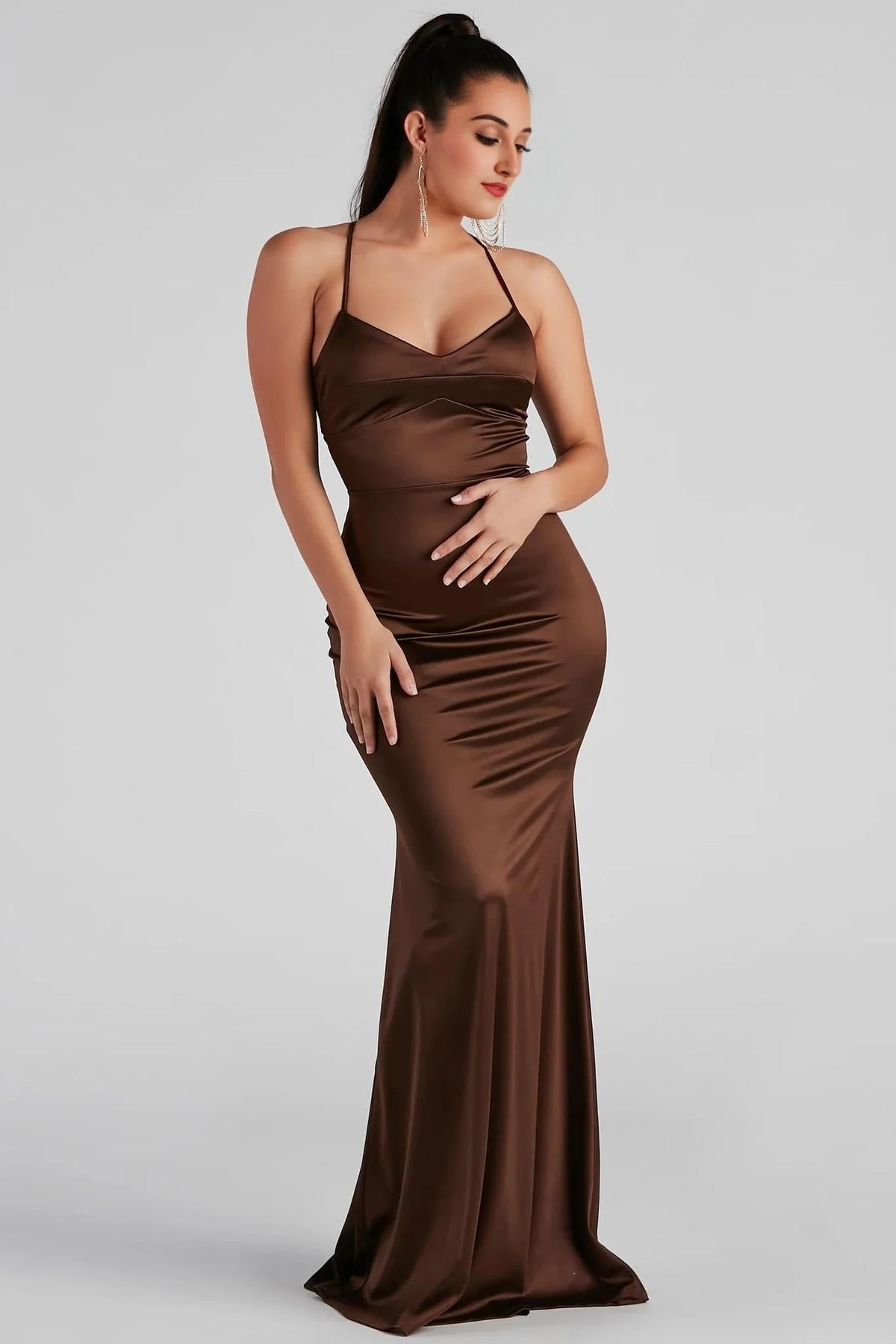 Marsha Formal Satin Tie Back Dress