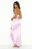 Nights Of Luxe Strapless Frill Midi Dress Lilac