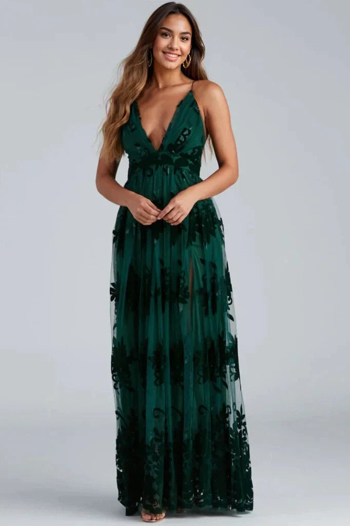 Formal Flocked Velvet Dress