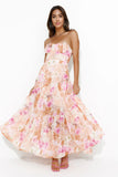 Seasonal Bloom Maxi Dress Orange