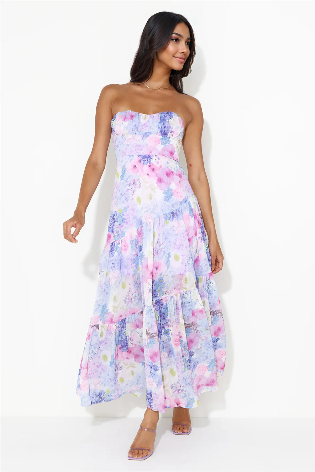 Seasonal Bloom Maxi Dress Purple