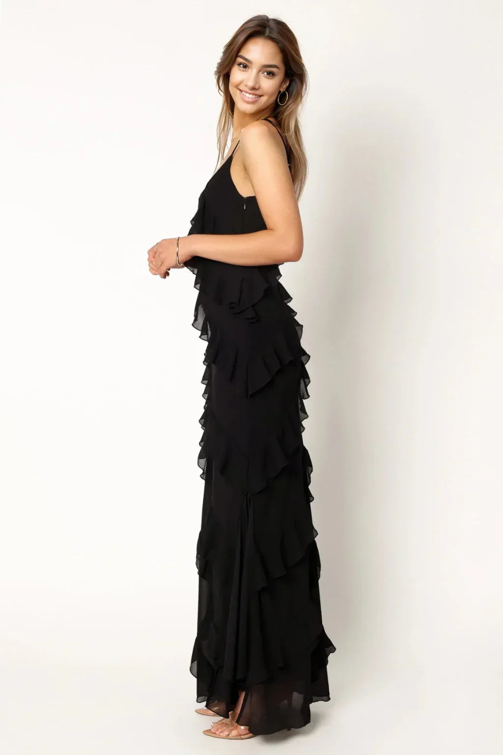 Ciao Ruffles Maxi Dress - Black