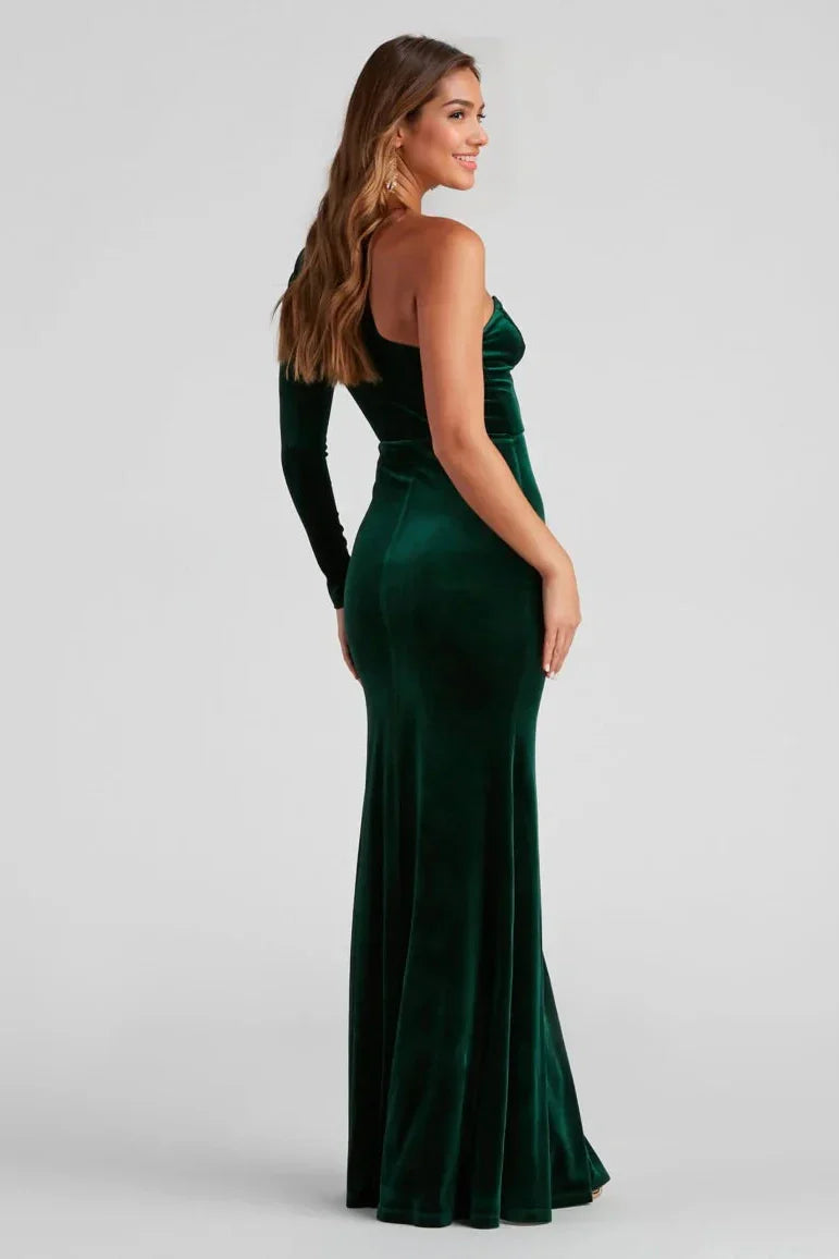 Cheyenne Formal One-Shoulder Velvet Dress