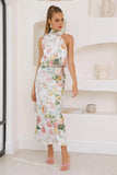 Switch Me Satin Maxi Dress Sage Floral