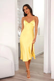 Formal Things Satin Midi Dress Yellow