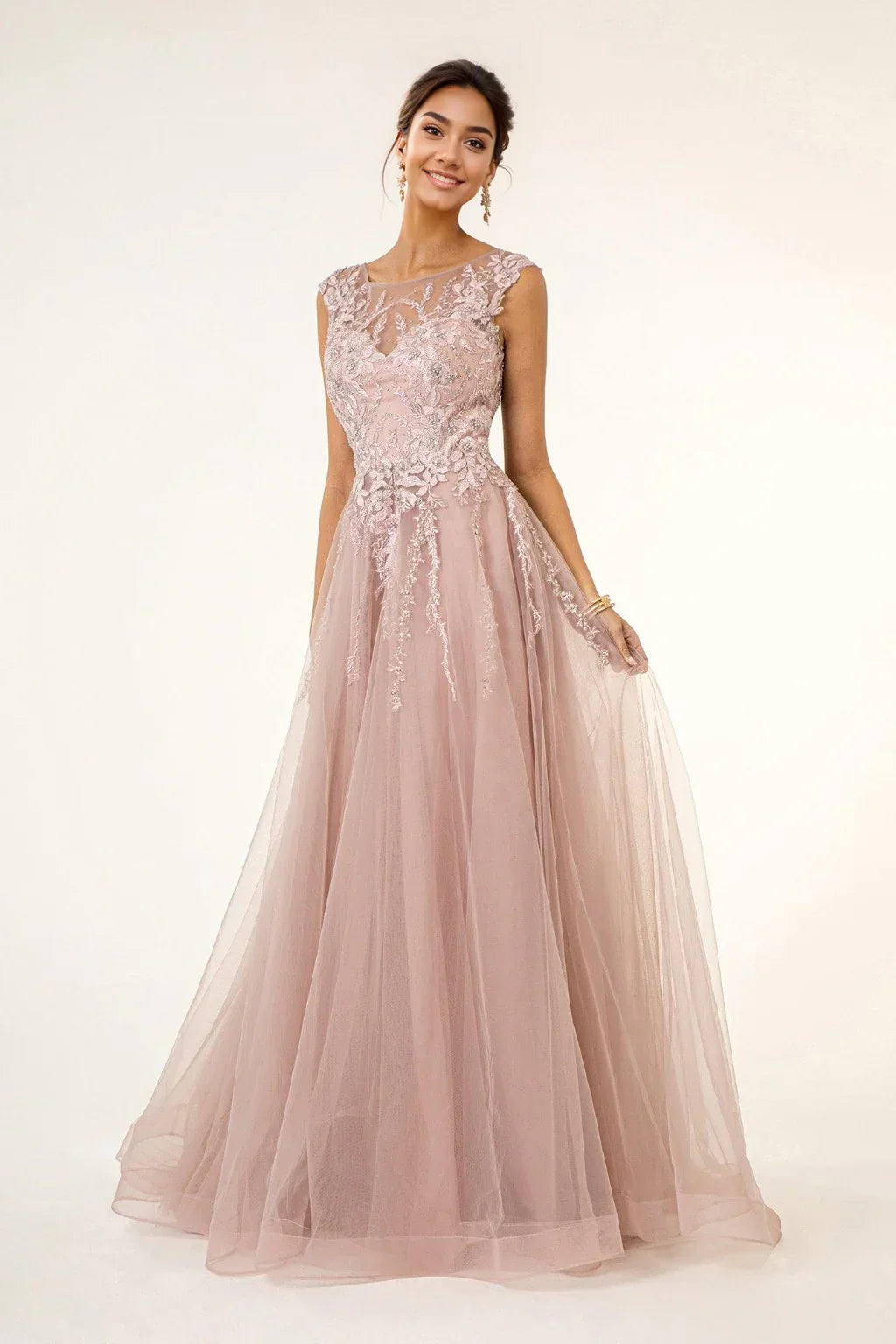 Long Formal Cap Sleeve A Line Evening Prom Dress