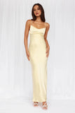 The Samara Satin Maxi Dress Yellow