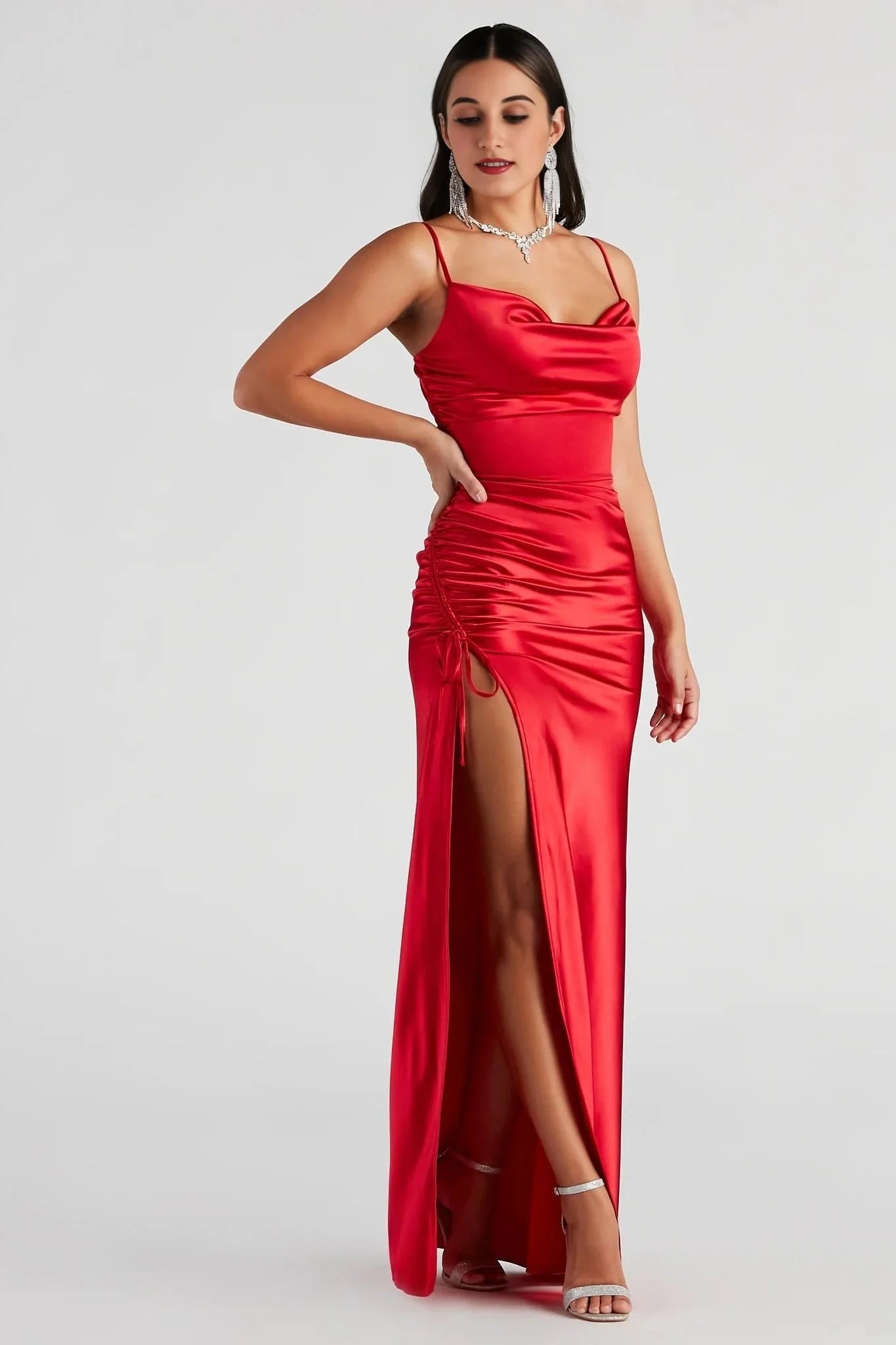 Drea Formal High Slit Ruched Dress