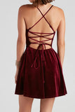 Liliane Velvet Lace-Up Party Dress