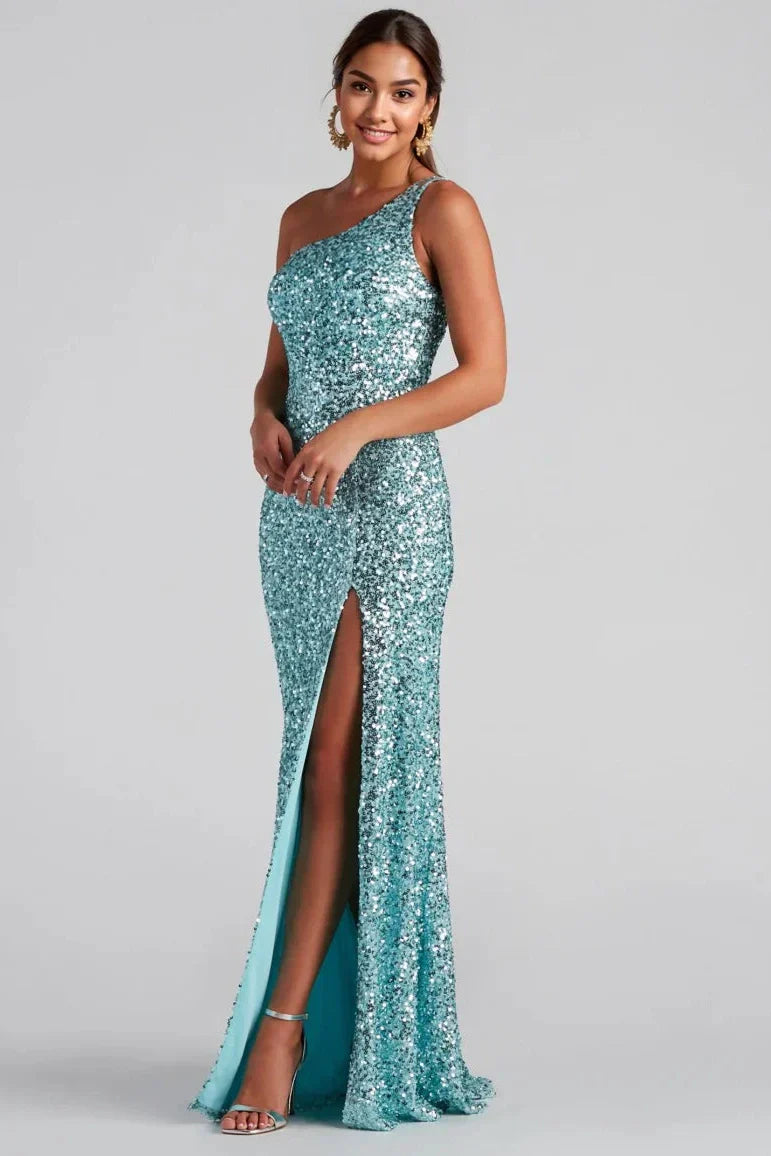 Formal One-Shoulder Sequin Dress