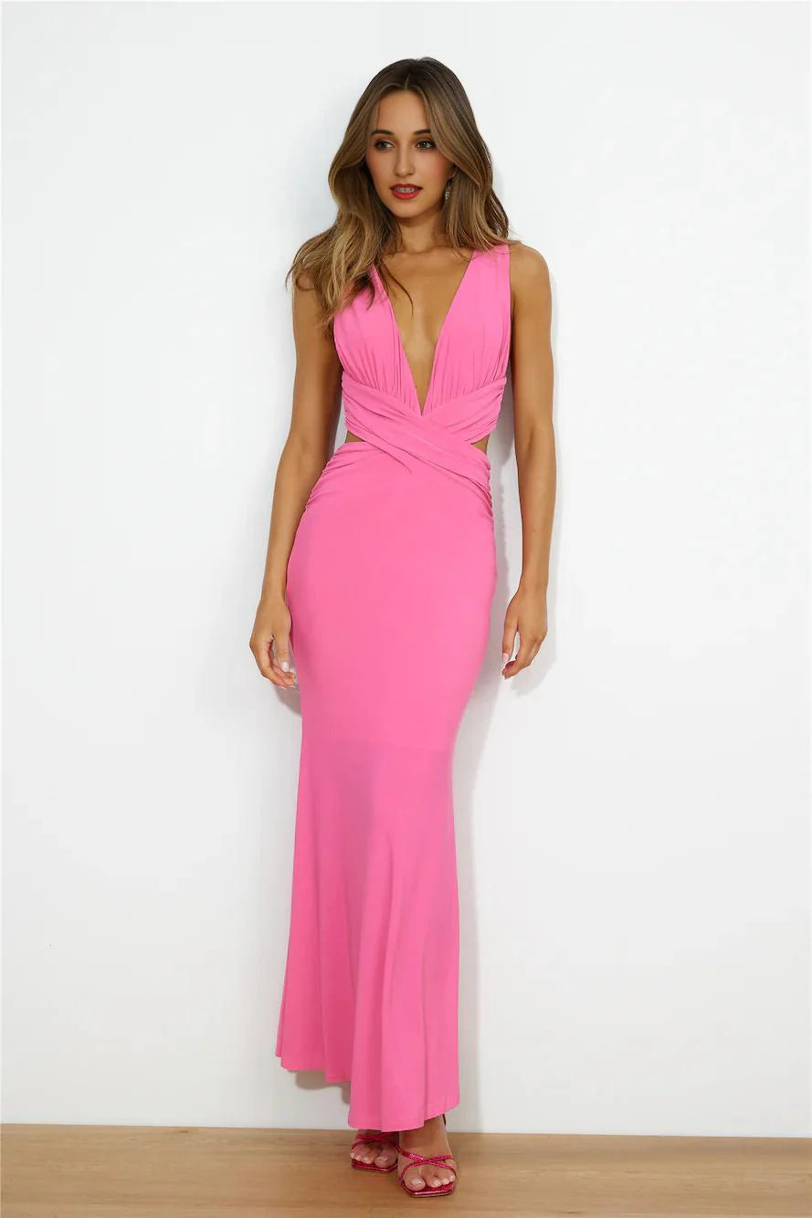 Cocktail Fun Maxi Dress Hot Pink