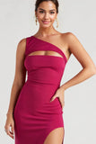 One-Shoulder Cutout Slit Formal Dress