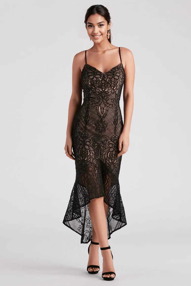 Timelessly Chic High Low Lace Dress