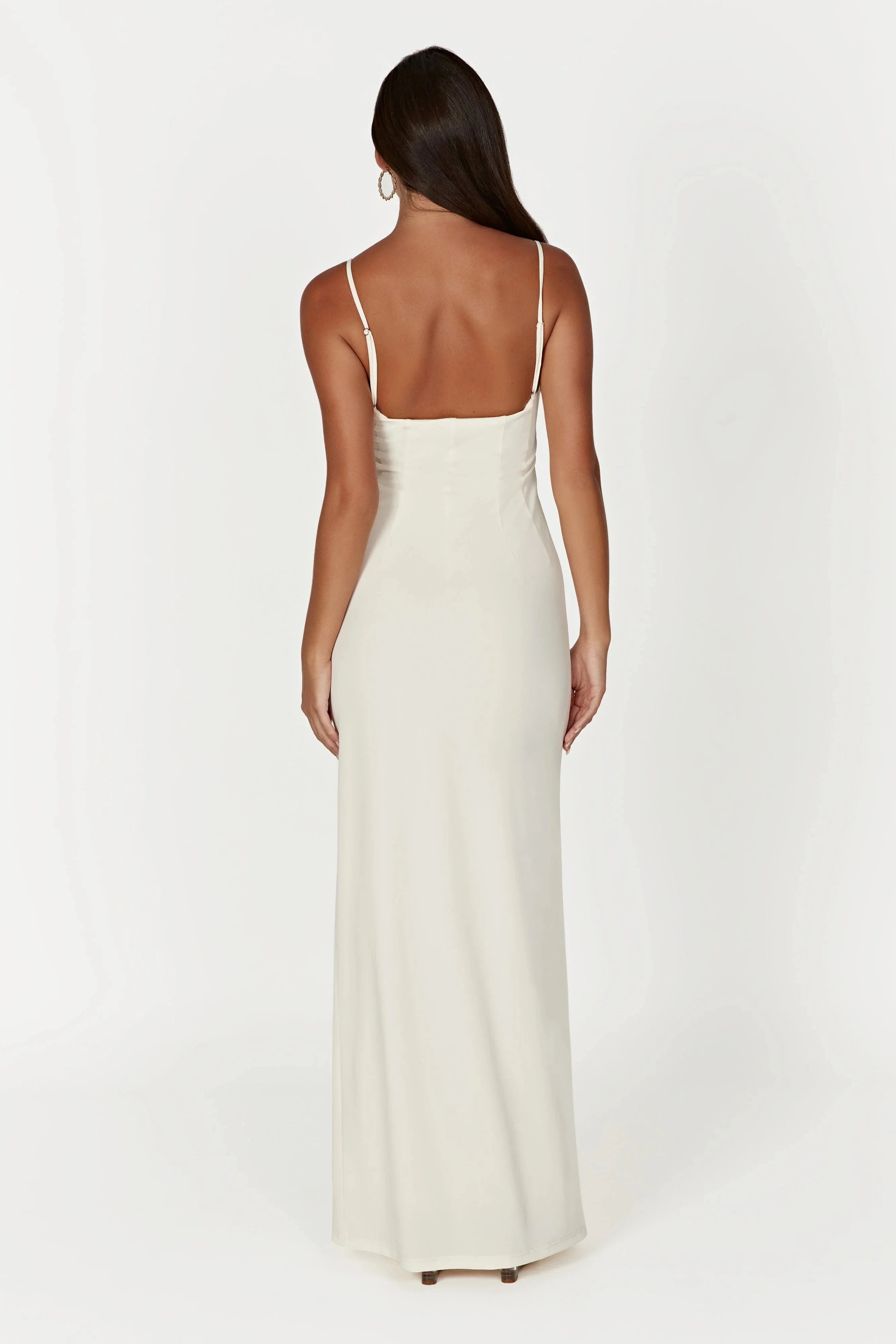 Amorette Lace Trim Maxi Dress - Bone