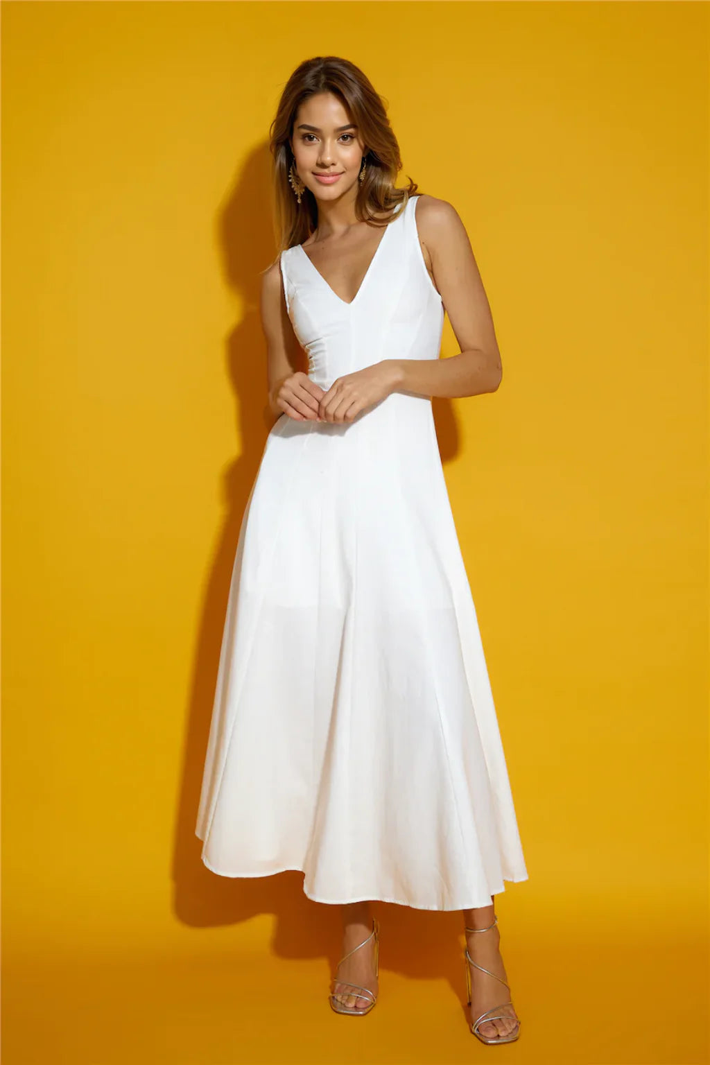 Dusk Soiree Midi Dress White