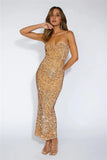 Party Mood Sequin Maxi Dress Gold