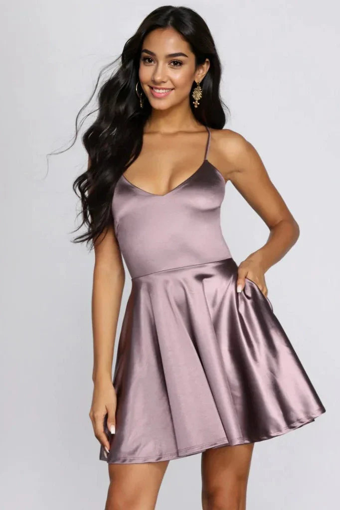 Stunning In Satin Skater Dress