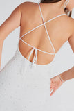 Keira Faux Pearl Strappy Open-Back Mini Dress