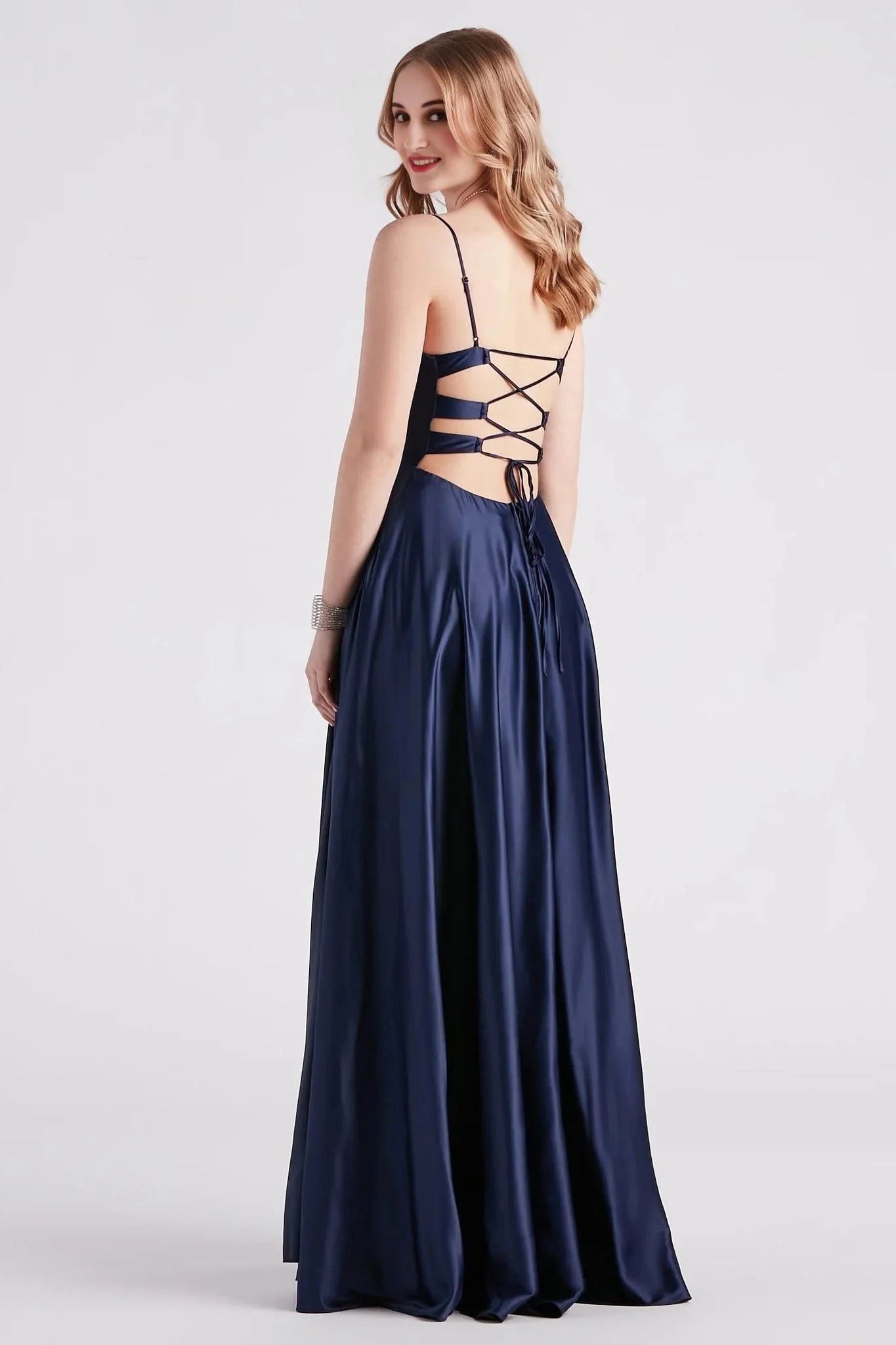 Winslow Formal Satin Lace-Up Dress