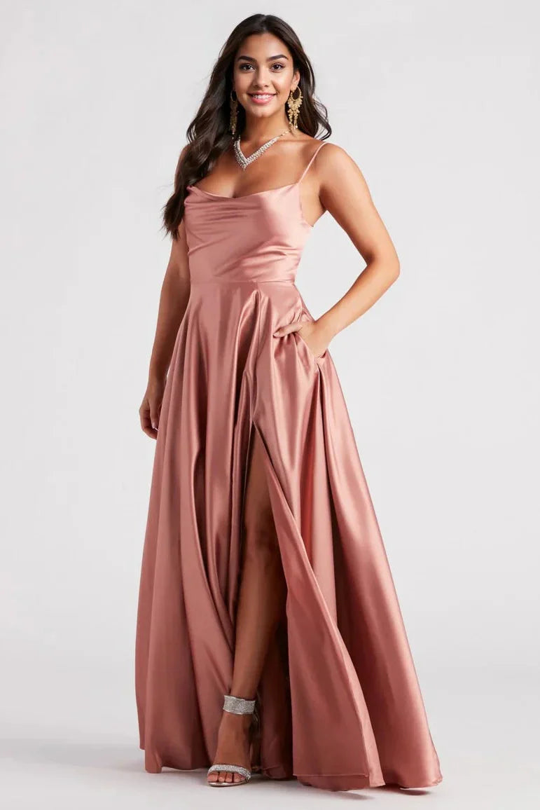 Formal Satin Lace-Up Dress