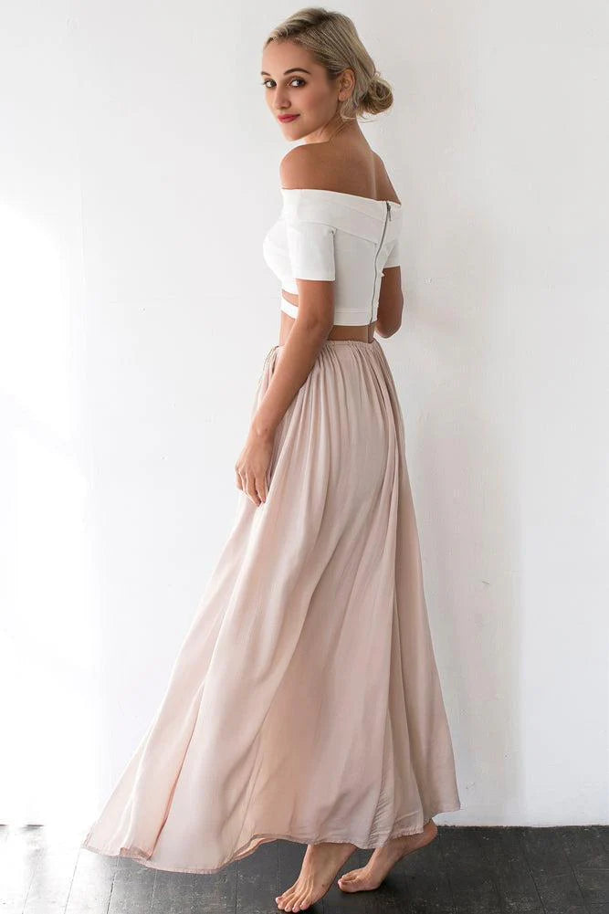 Against The Tides Maxi Skirt Nude