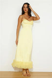 All Your Attention Satin Maxi Dress Yellow