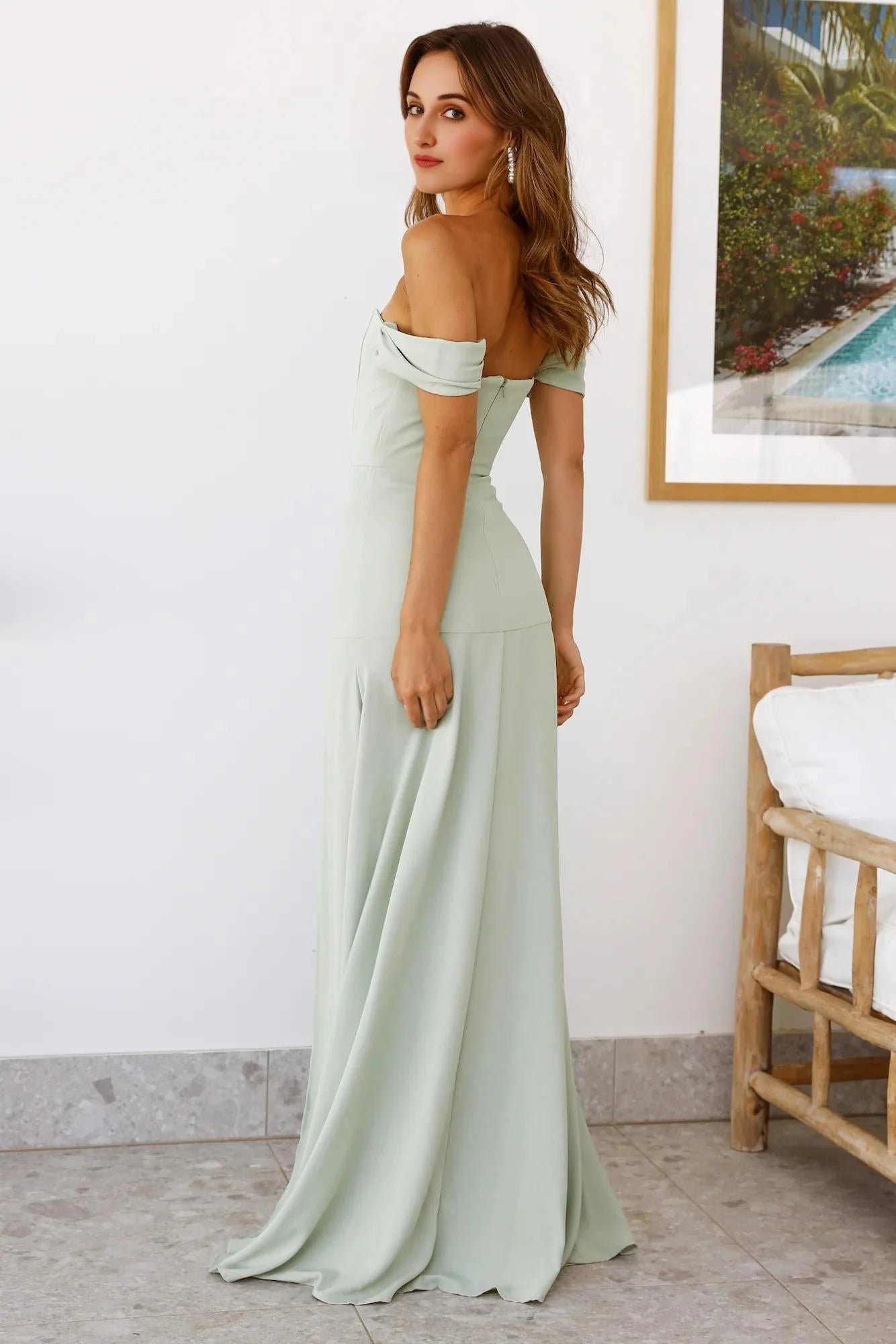 Blushing Cinderella Maxi Dress Sage