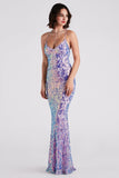 Taisia Formal Sequin Scroll Dress