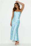 Besties Now Satin Maxi Dress Blue