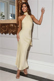 Satin Maxi Dress Yellow