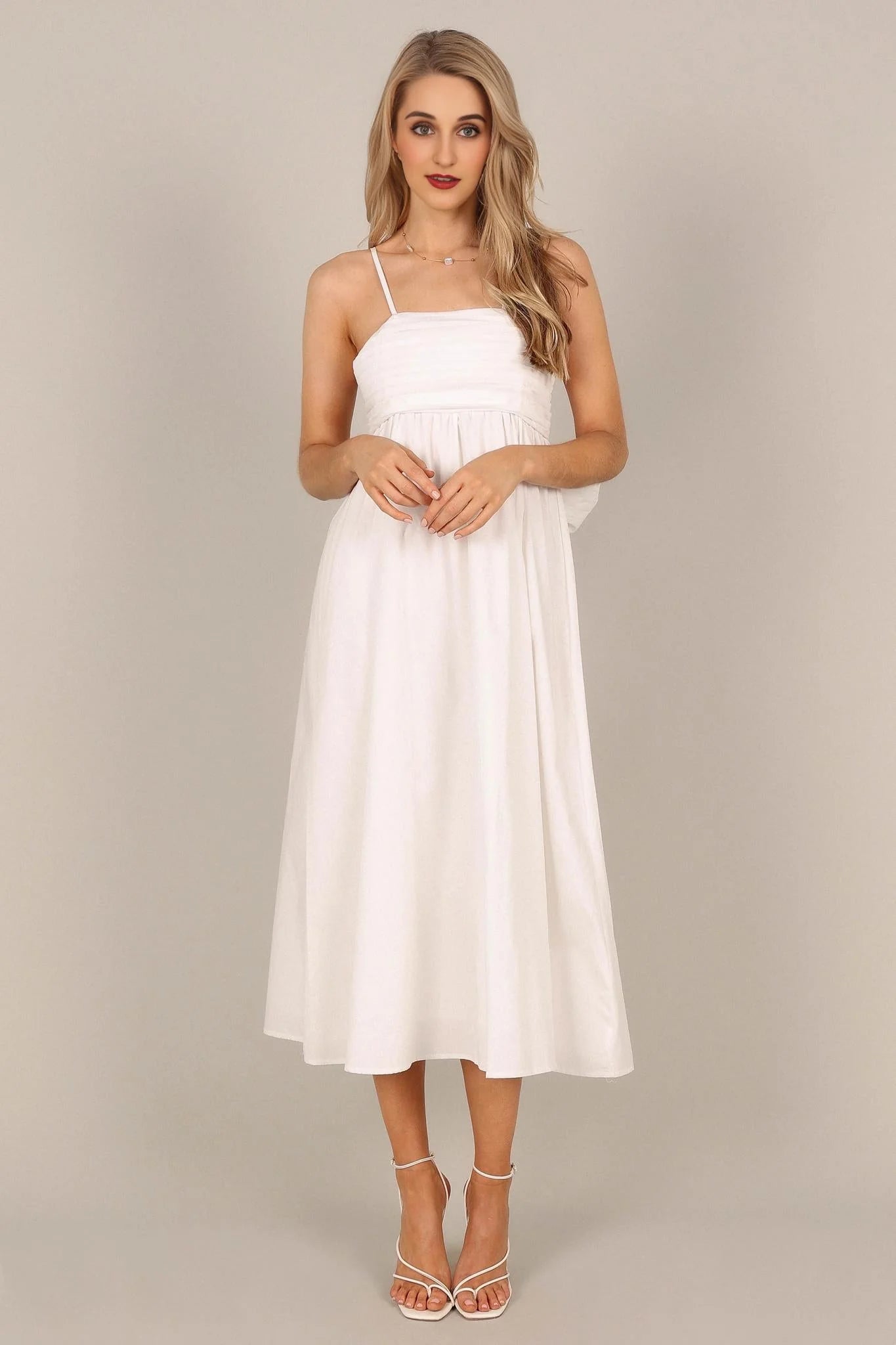 Alice Bow Back Midi Dress - White