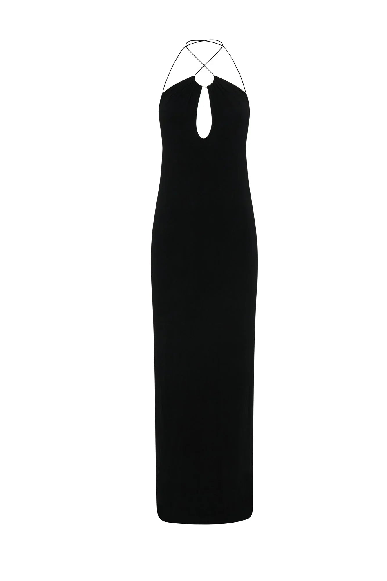 Strappy Circle Cutout Maxi Dress - Black