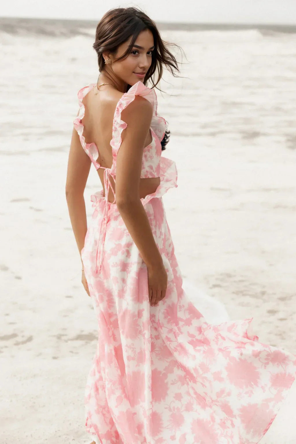 Rori Ruffle Maxi Dress - Pink Floral