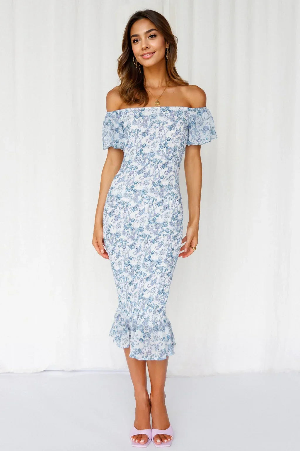 Blessings Midi Dress Blue