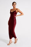 Valentine's Day Satin Chiffon Midi Dress - Berry