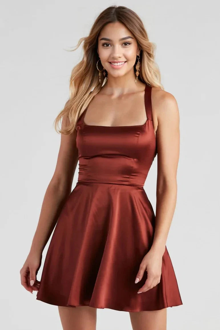 Sabrina Satin Lace-Up Party Dress