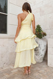 Events In The Garden One Shoulder Midi Dress Yellow