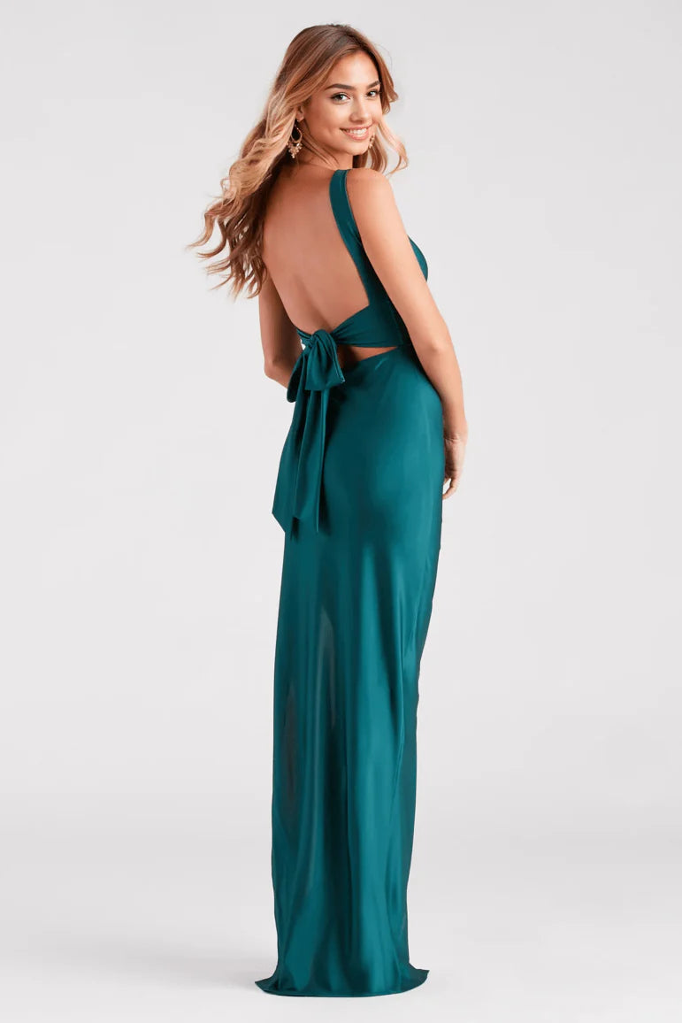 Backless High Slit Slim-Fit Formal Dress