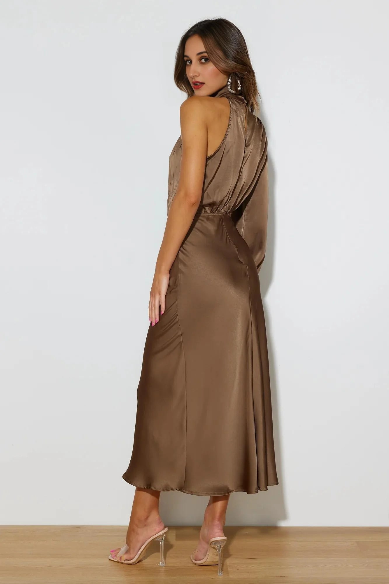 Won Over Midi Dress Brown