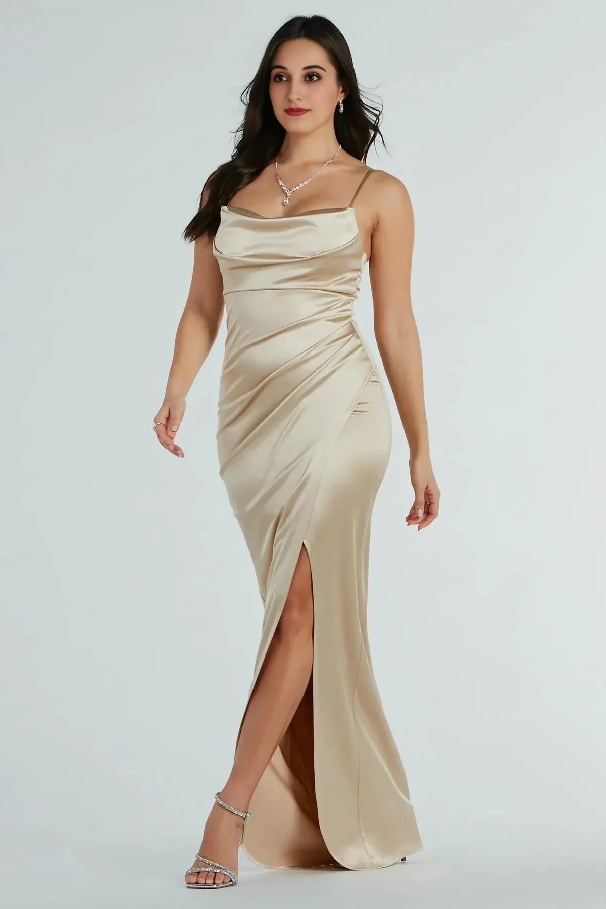 Annabelle Knit Satin Formal Dress