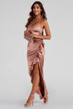 Formal High Slit Satin Dress