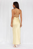 The Samara Satin Maxi Dress Yellow