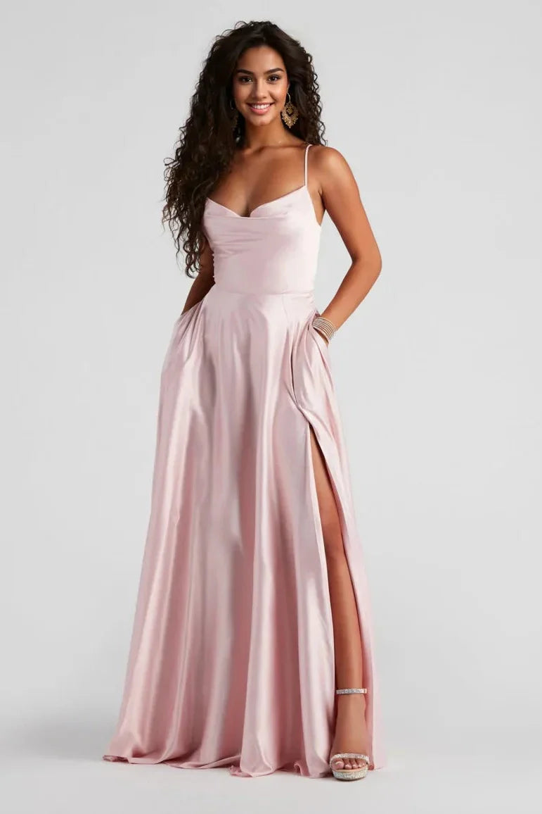 Formal Satin Lace-Up Dress