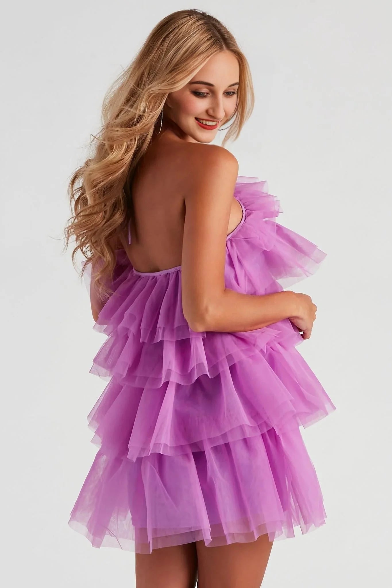 Janice Tulle Halter Short Dress