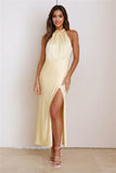 High Status Satin Maxi Dress Yellow