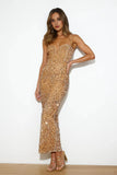 Party Mood Sequin Maxi Dress Gold